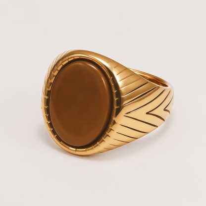 Men's Natural Veined Turquoise Inlaid Engraved Ring