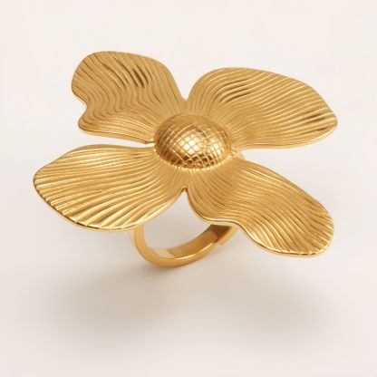 Exaggerated Gold Flower Ring, Fashionable and Unique Women's Ring | G006211J-JinBaoJewerly