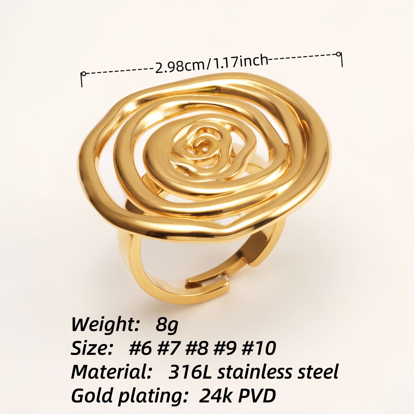 Gold Rose - Shaped Ring, Fashion Women's Open - ended Jewelry | G005243J-JinBaoJewerly