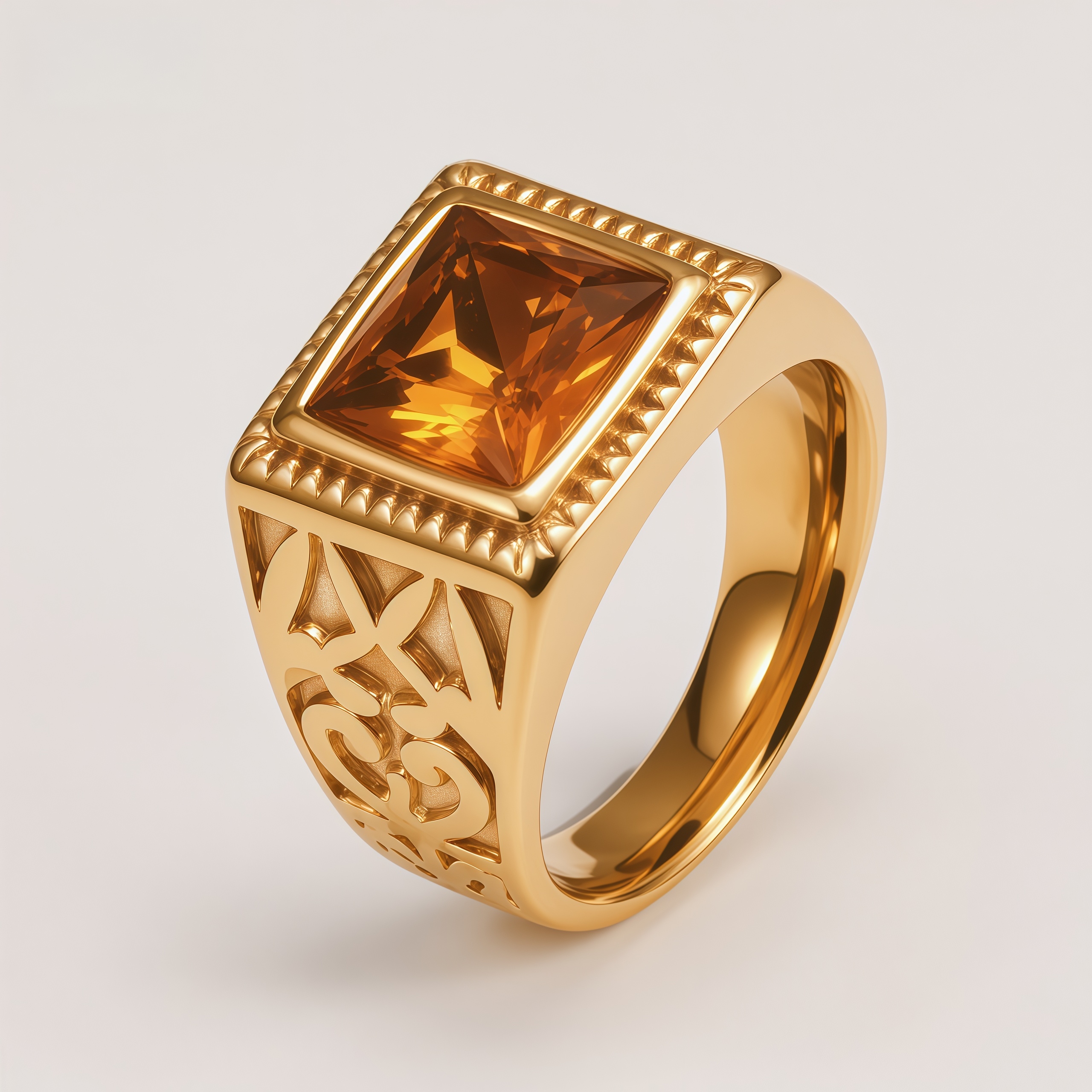 Classic Striped Stainless Steel Gemstone Ring Men's Ring | K00761-JinBaoJewerly