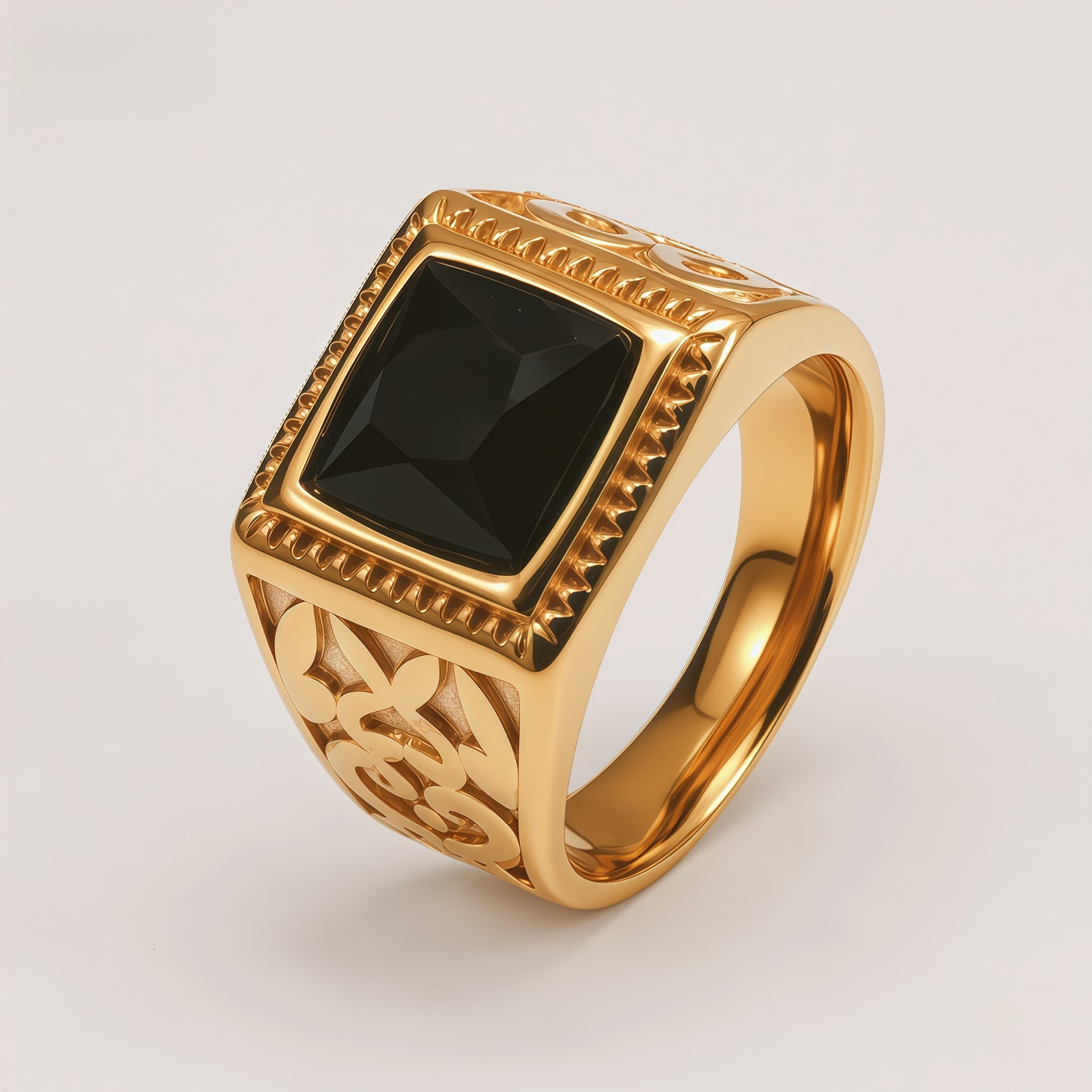 Men's Square Cut Cubic Zirconia Vintage Pattern Ring | BL977J