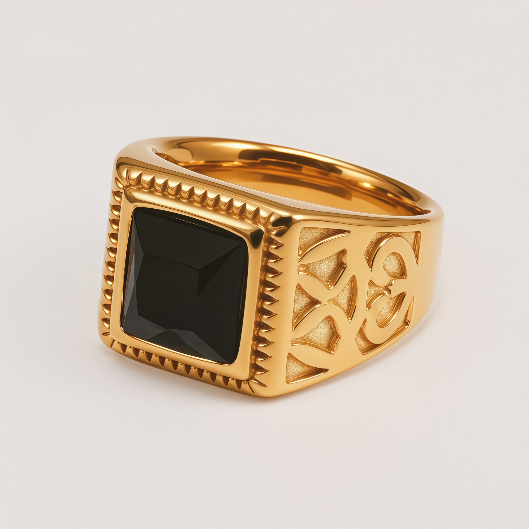 Men's Square Cut Cubic Zirconia Vintage Pattern Ring | BL977J
