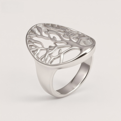 Vintage Tree of Life Stainless Steel Ring for Women