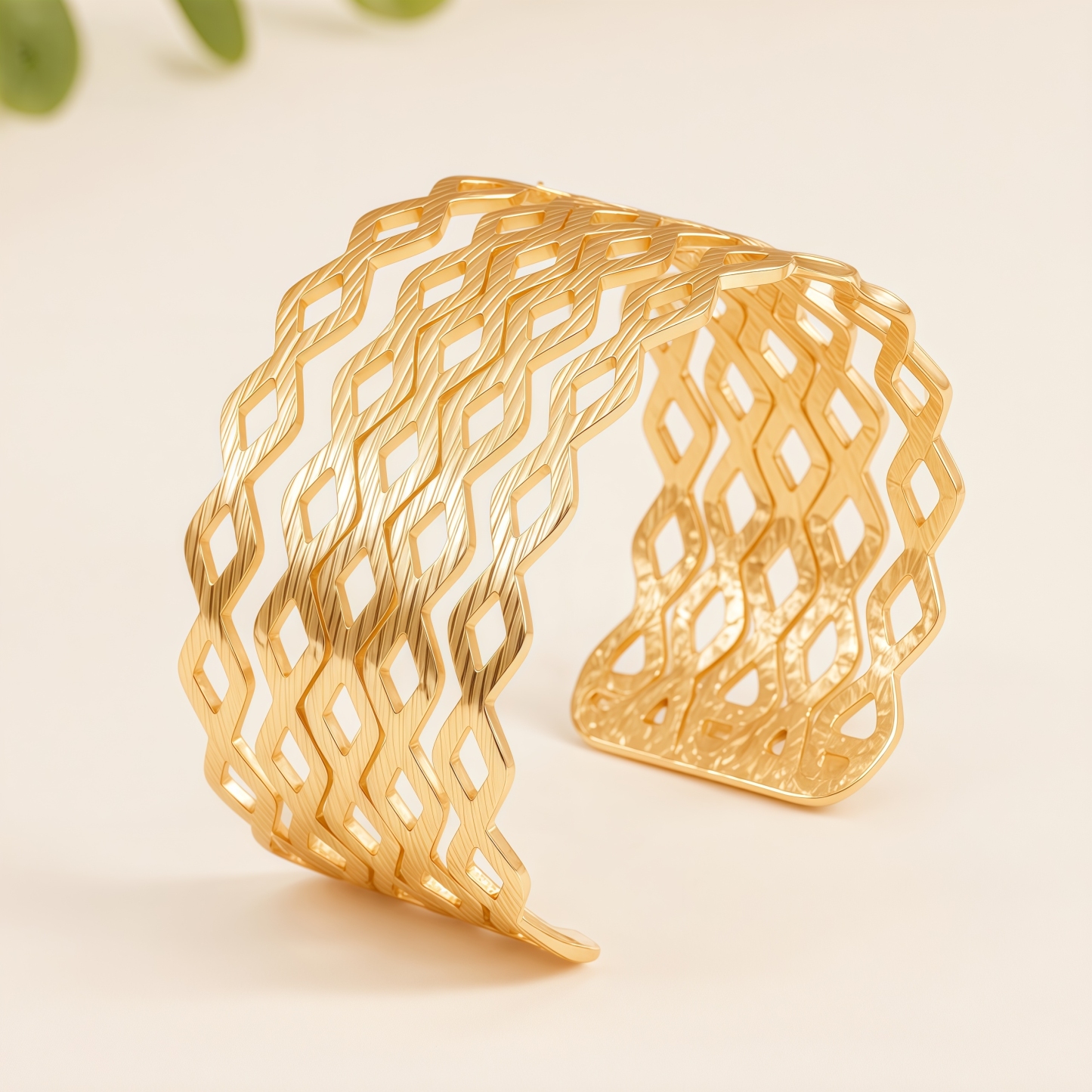 24K Stainless Steel Women's Cuff Bracelet Set