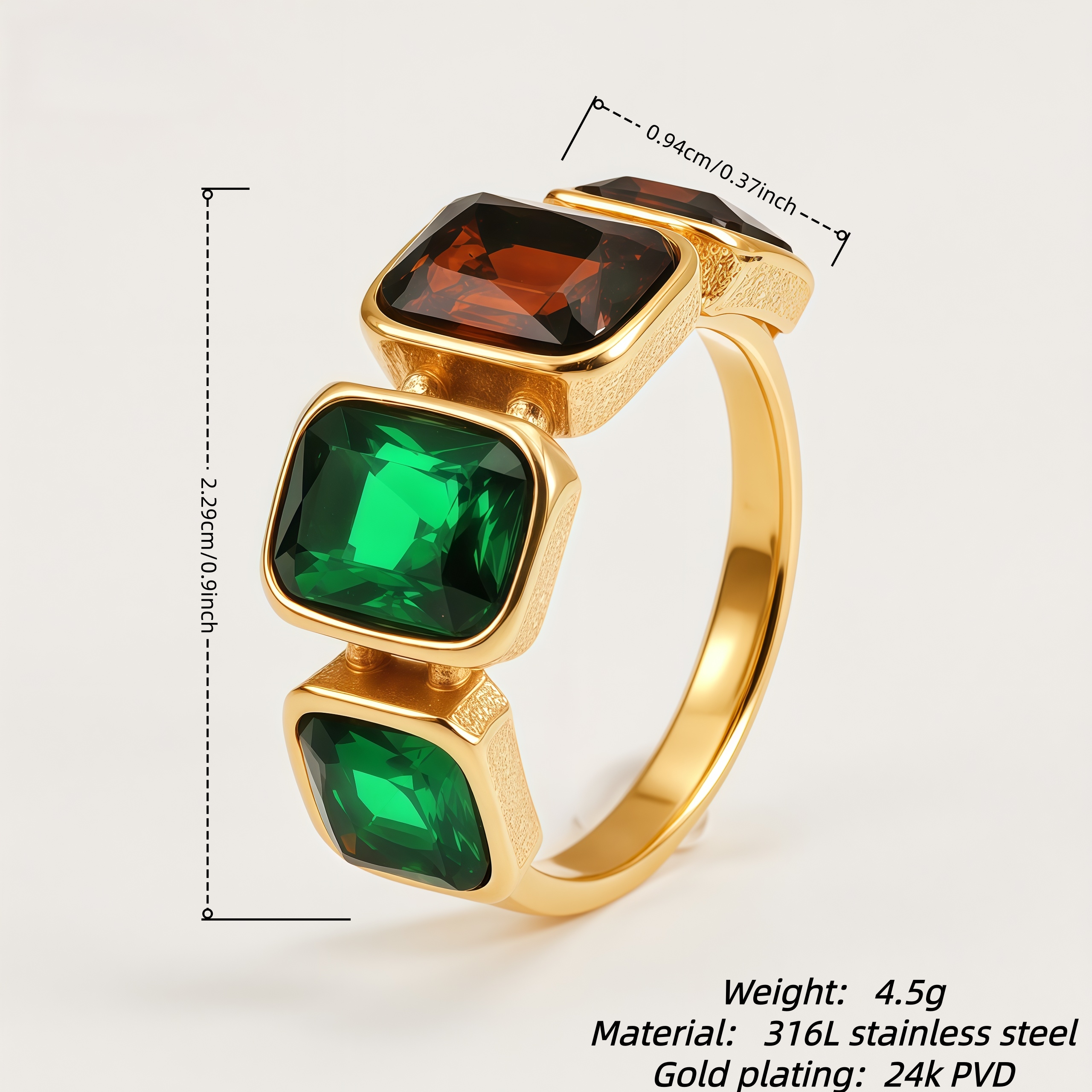 Square Multi-Gemstone  Unique Design for Women