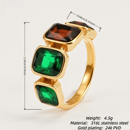 Square Multi-Gemstone  Unique Design for Women