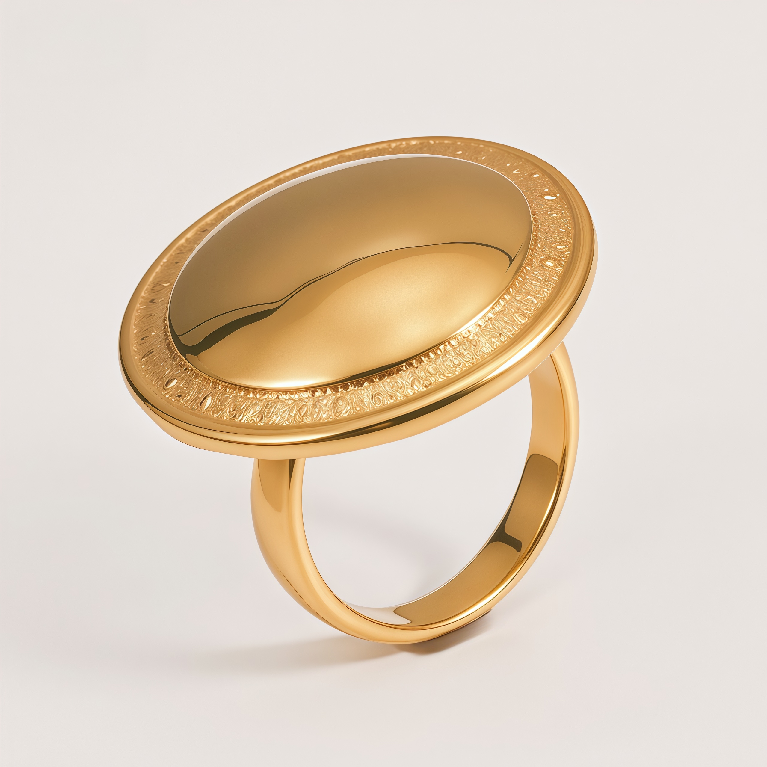 Round Mirror Finish Metal Ring Women's Two-Tone Gold & Silver Stainless Steel Ring | G003595