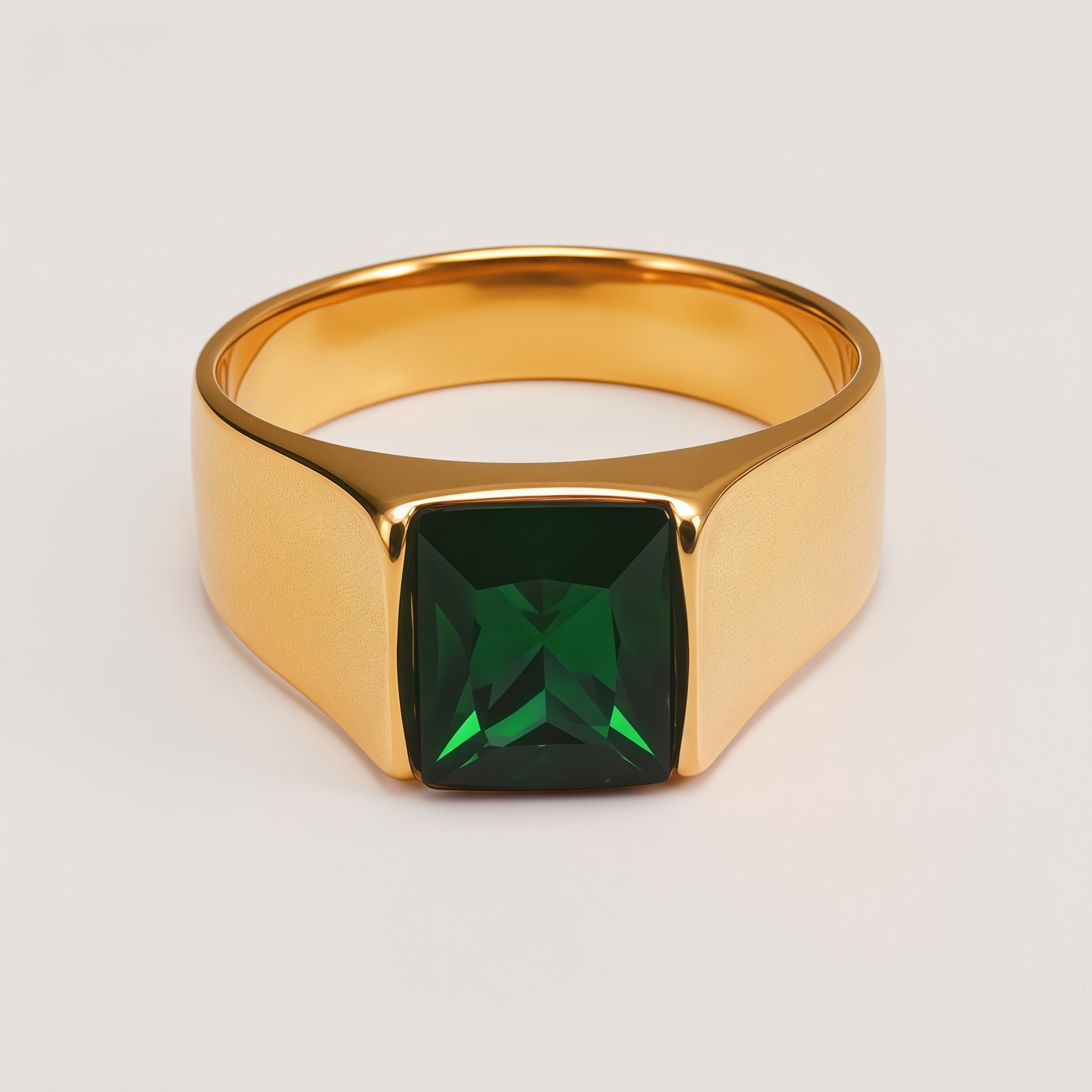 Men's Titanium Steel Gold-Plated Square Ruby-Style Ring | N00699J