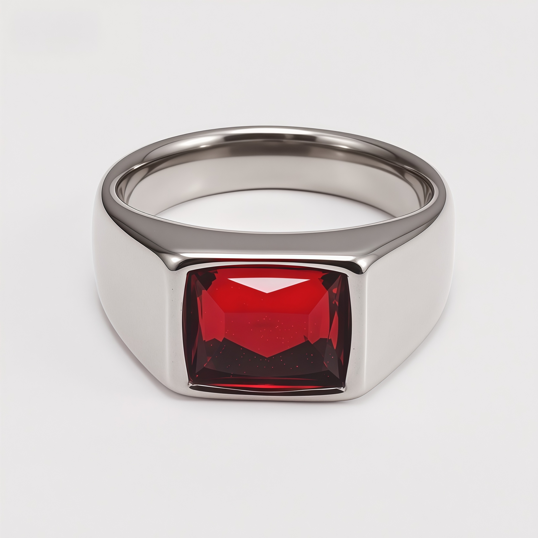 Men's Stainless Steel Colorful Emerald Cut Cubic Zirconia Ring | BL481G