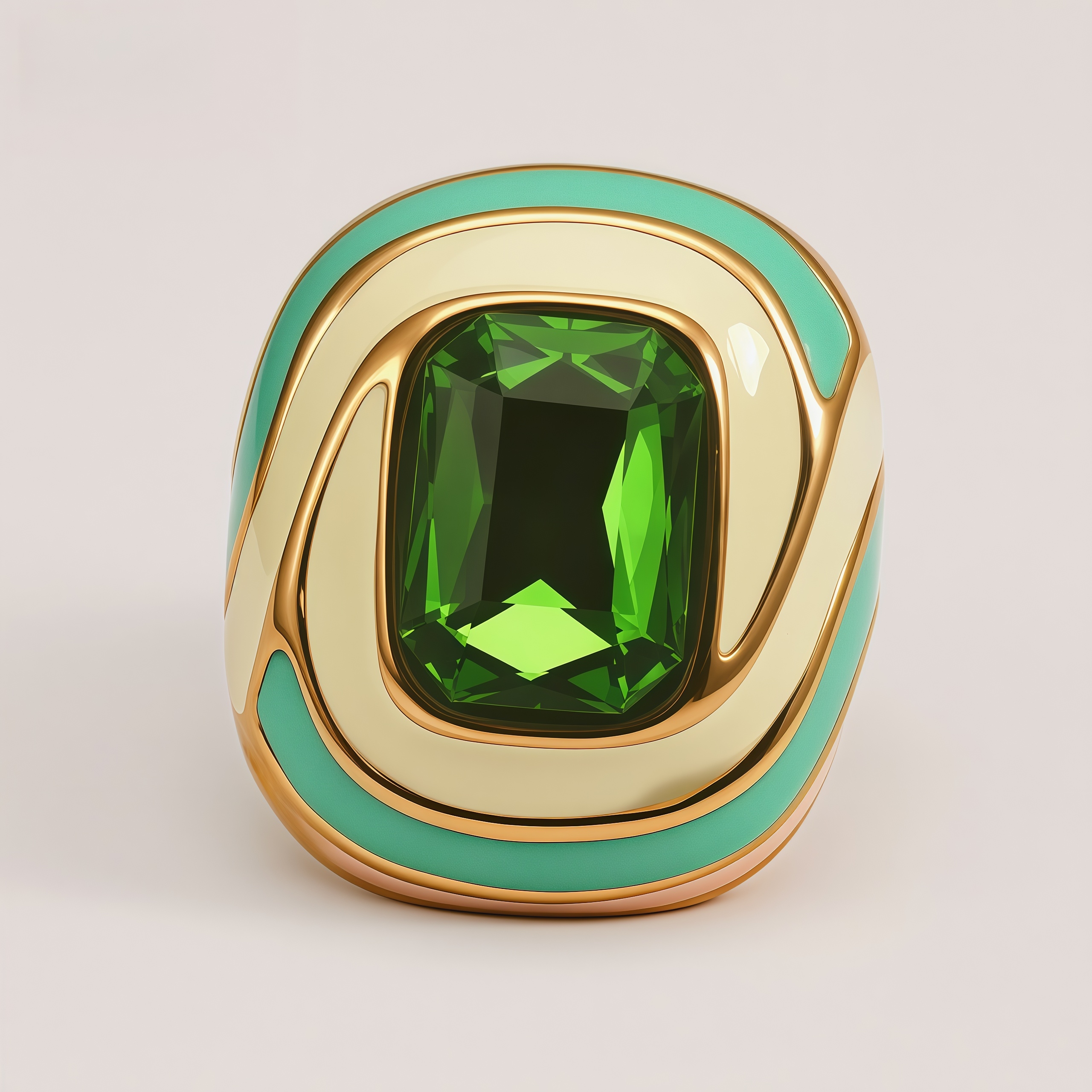 Luxury Rectangular Crystal Ring Gold Stainless Steel Artistic Design Women Ring | G004472J