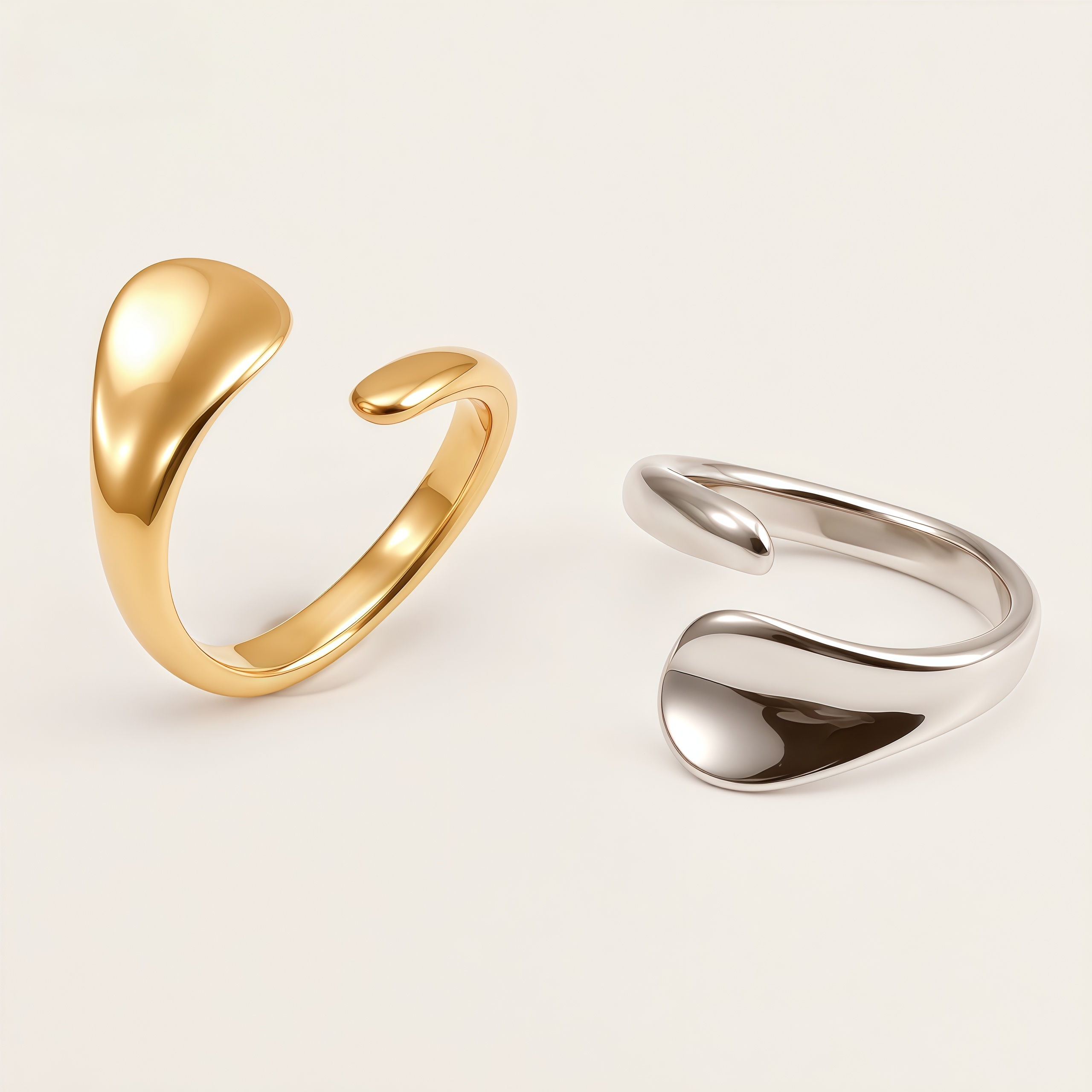 24K Irregular Open Stainless Steel Ring for Women | G00840