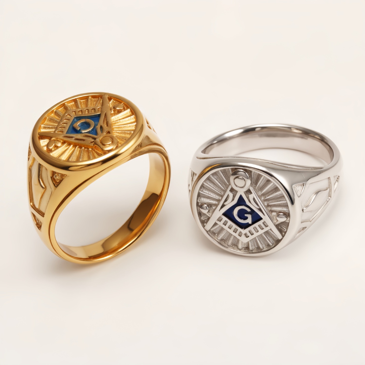 Stainless Steel Masonic Symbol Ring - Retro Cultural Trendy Ring | DZ1657-JinBaoJewerly