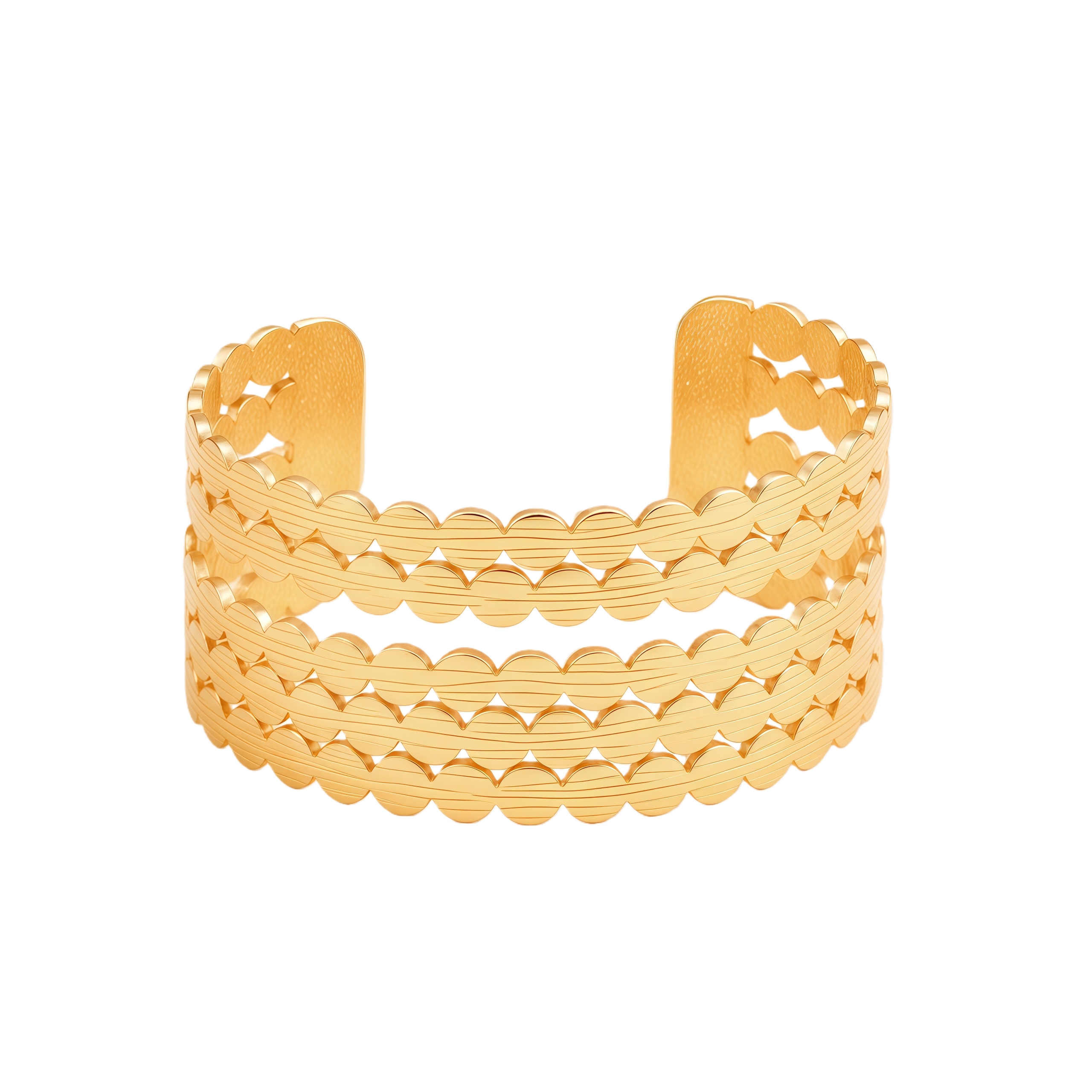 Fashion Woven Disc Bracelet - Gold Tone, Versatile Daily Wear