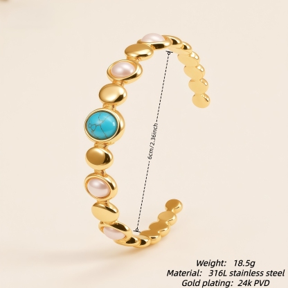 Vintage Gemstone Cuff Bangle for Women 