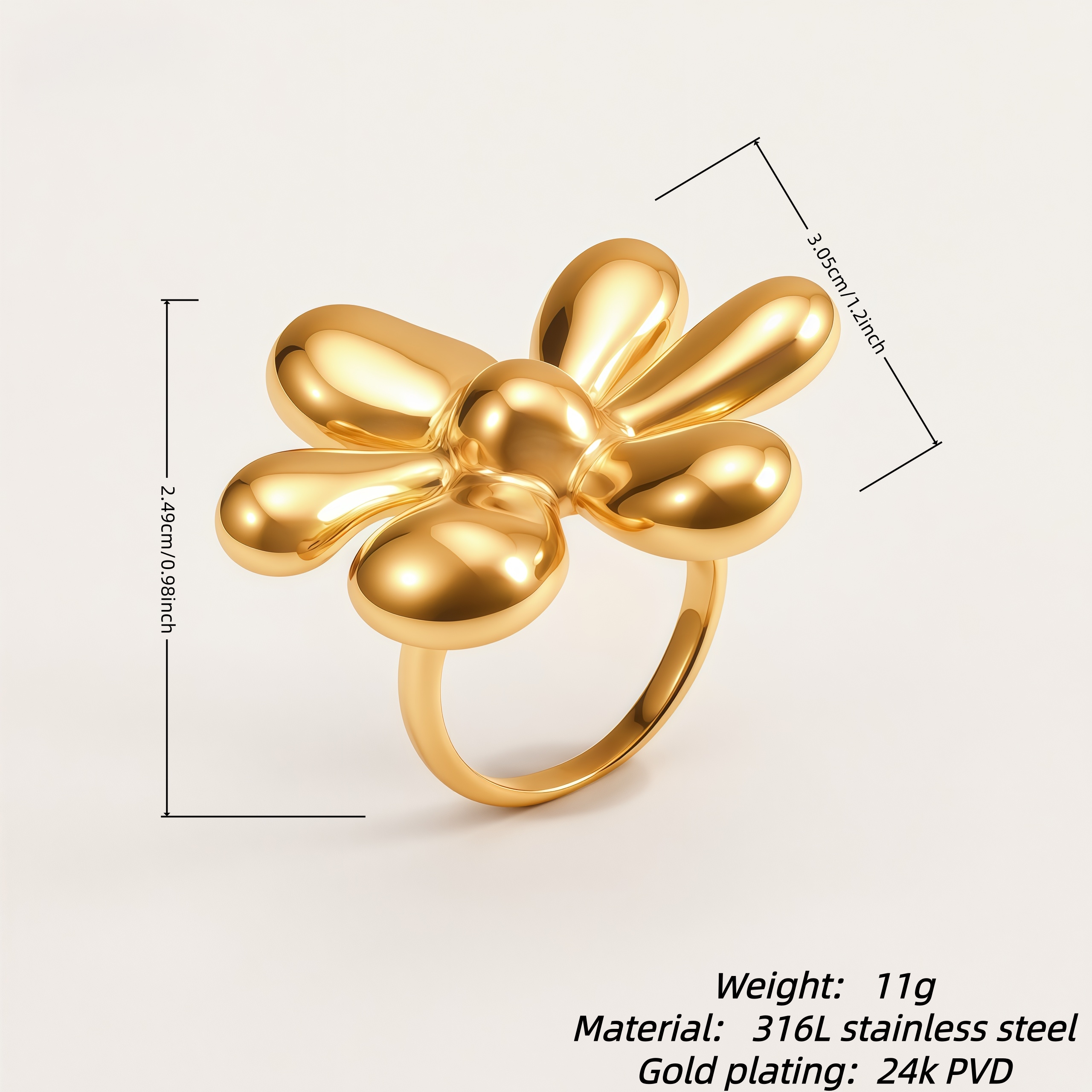 Stainless Steel Daisy Flower Ring for Women | G005114