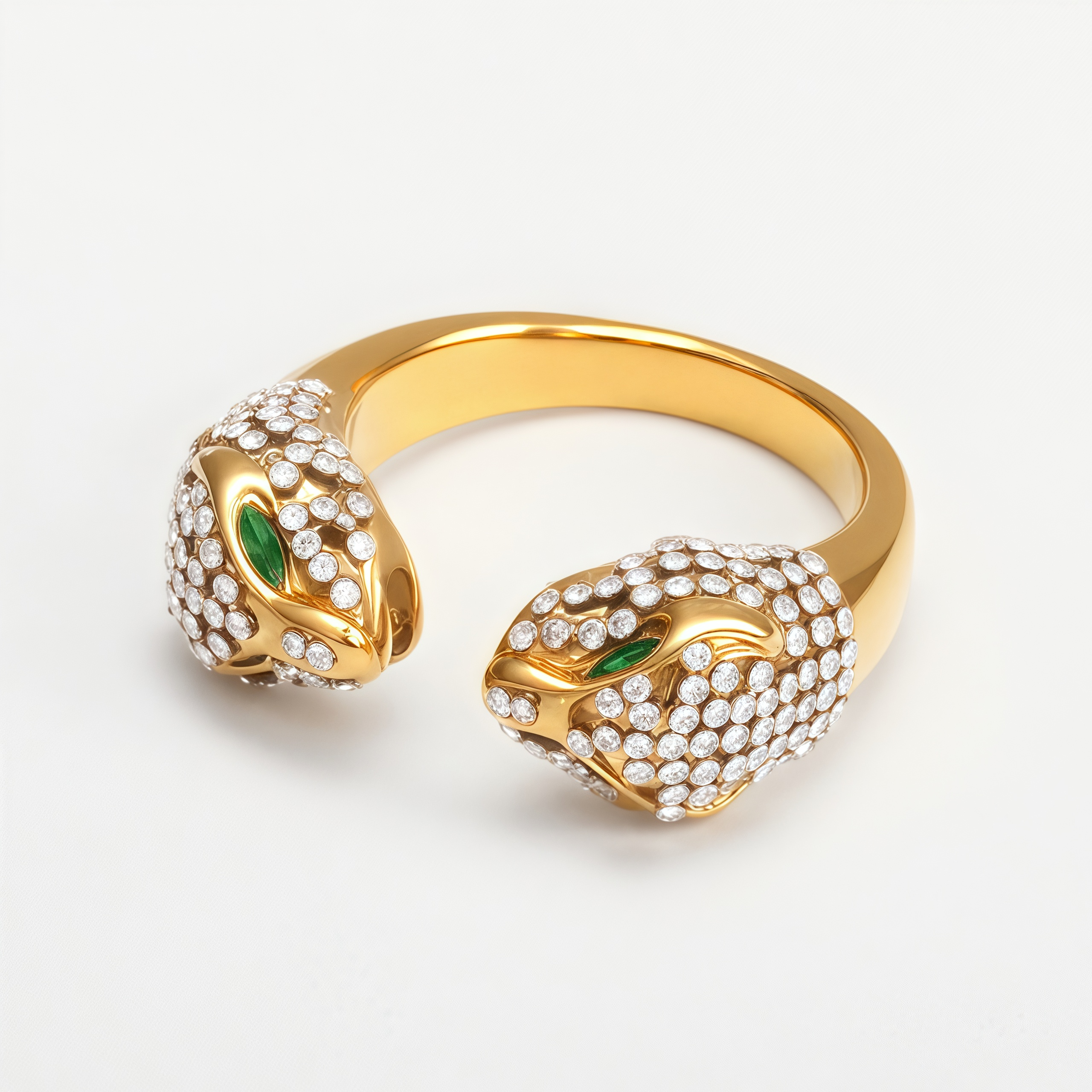 Luxury Leopard Inlay Emerald Diamond Stainless Steel Unisex Ring丨G002495JB-JinBaoJewerly