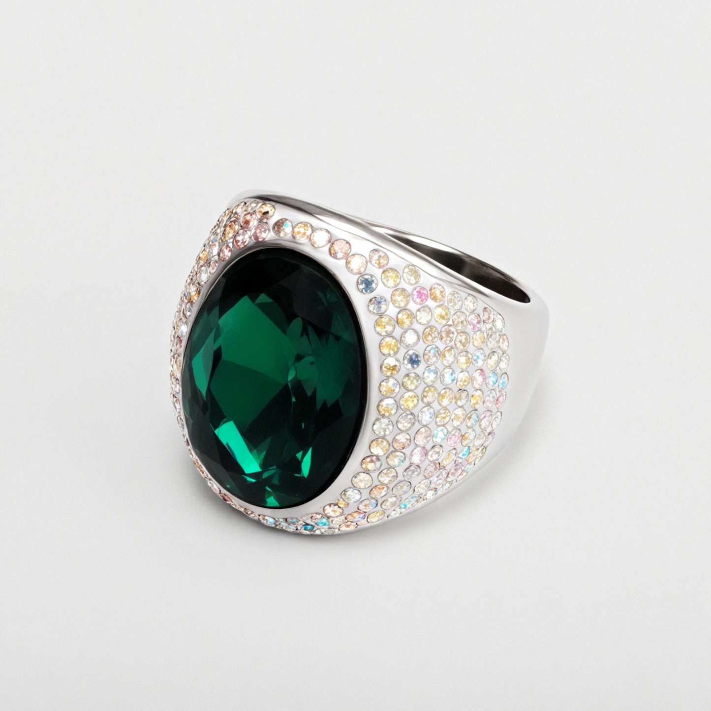 Shiny Rhinestone Inlaid Luxury Personalized Stainless Steel Women's Ring | BL224-JinBaoJewerly