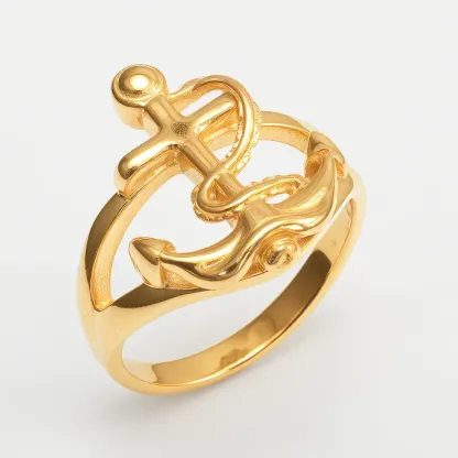 Creative Nautical Anchor Design Stainless Steel Men's Ring丨G002110-JinBaoJewerly