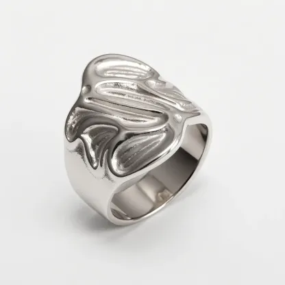 Women's Stainless Steel Textured Ring丨G004885-JinBaoJewerly