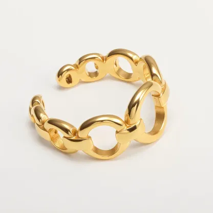 Women's Stainless Steel Ring with Irregular Wavy Pattern丨N002-JinBaoJewerly