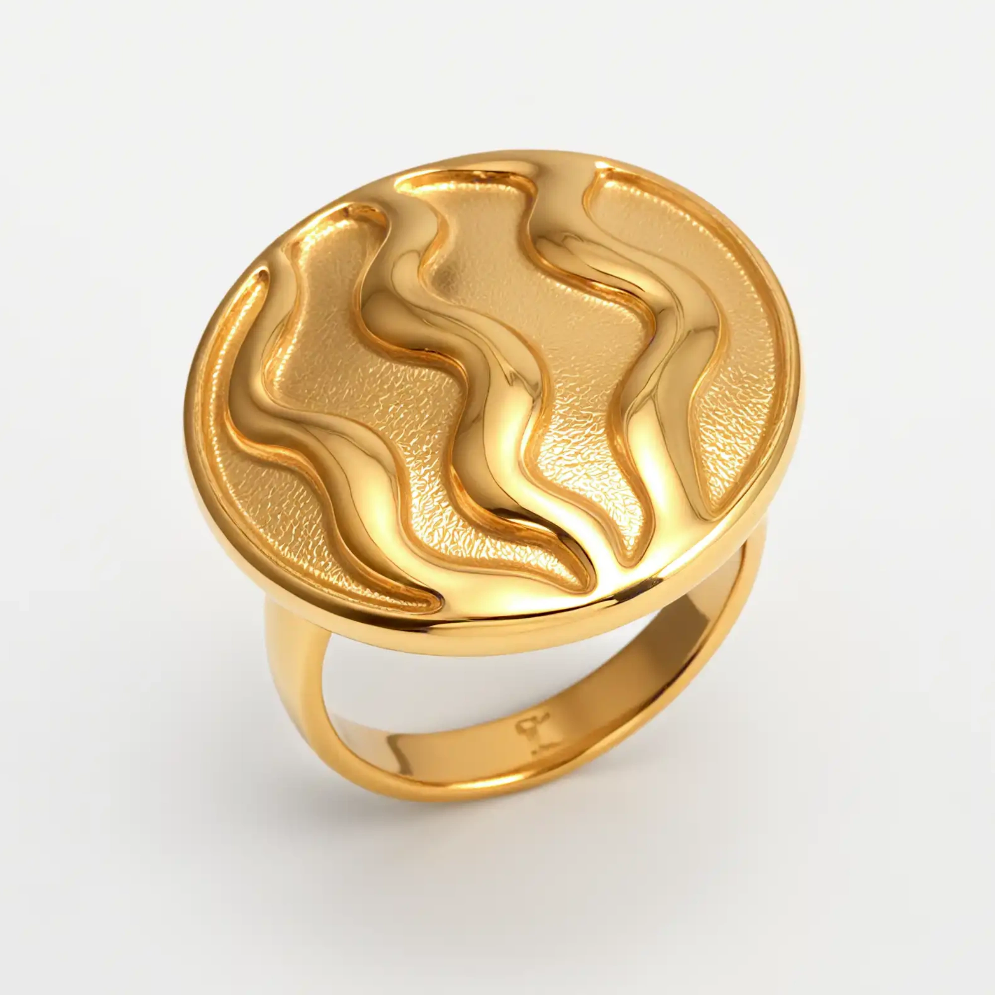 Creative Circular Arc Wave Design Stainless Steel Women's Ring丨G003597-JinBaoJewerly