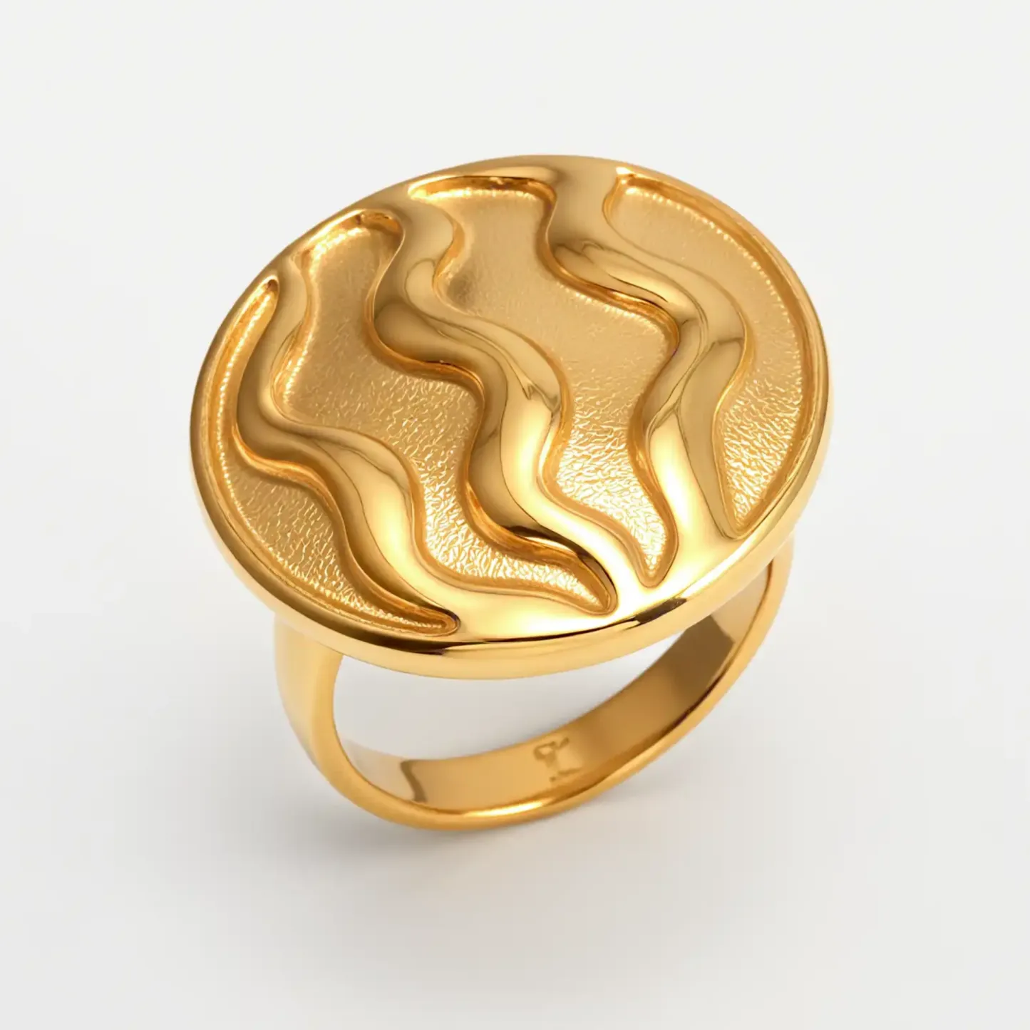 Creative Circular Arc Wave Design Stainless Steel Women's Ring丨G003597-JinBaoJewerly