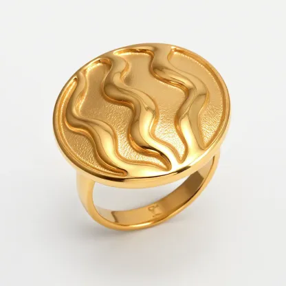 Creative Circular Arc Wave Design Stainless Steel Women's Ring丨G003597-JinBaoJewerly