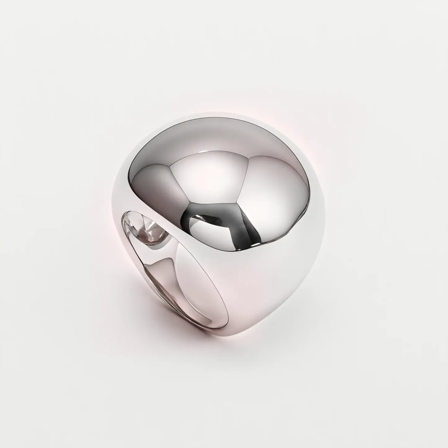 Simple Ball-Shaped Large Polished Stainless Steel Women's Ring丨ML0145-JinBaoJewerly