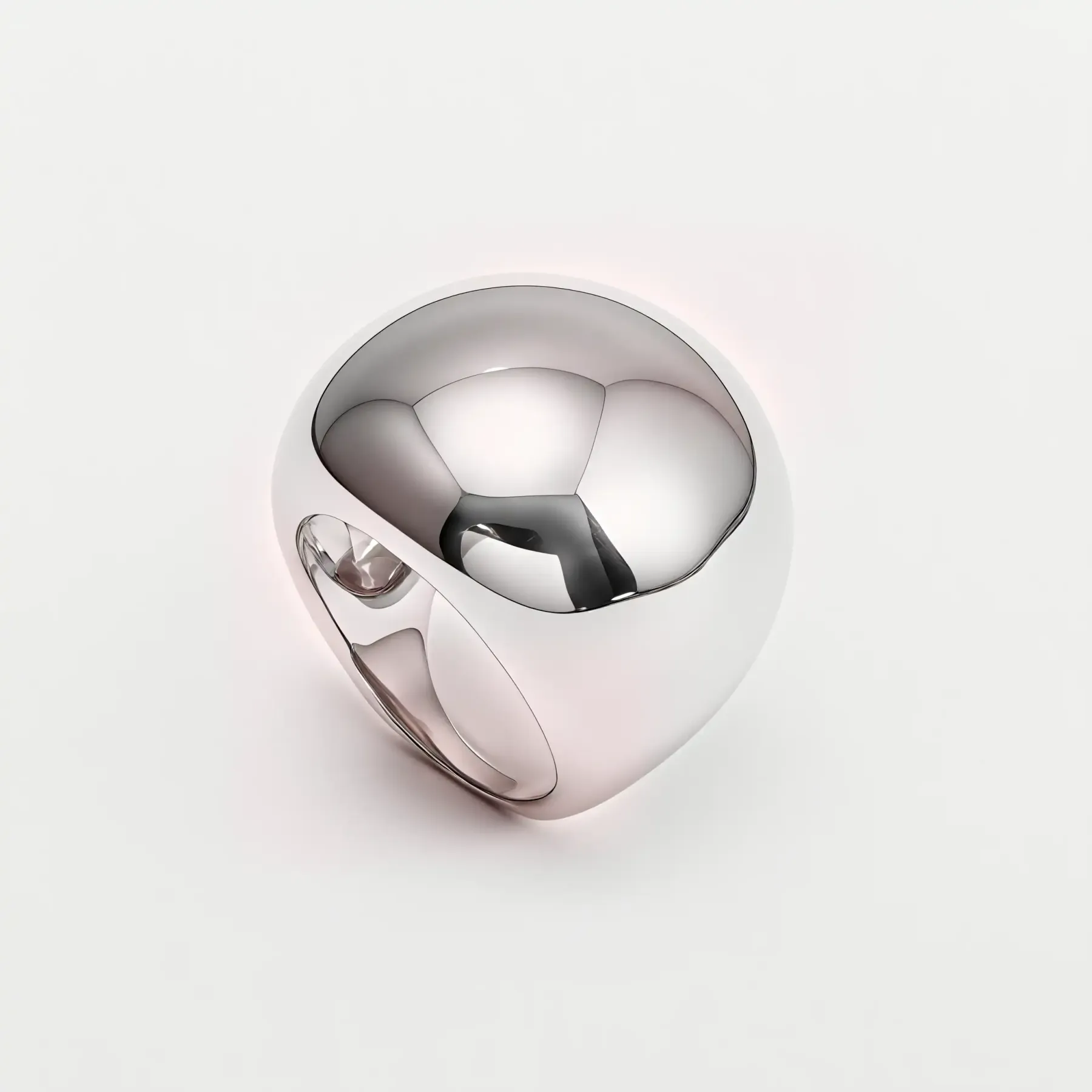 Simple Ball-Shaped Large Polished Stainless Steel Women's Ring丨ML0145-JinBaoJewerly