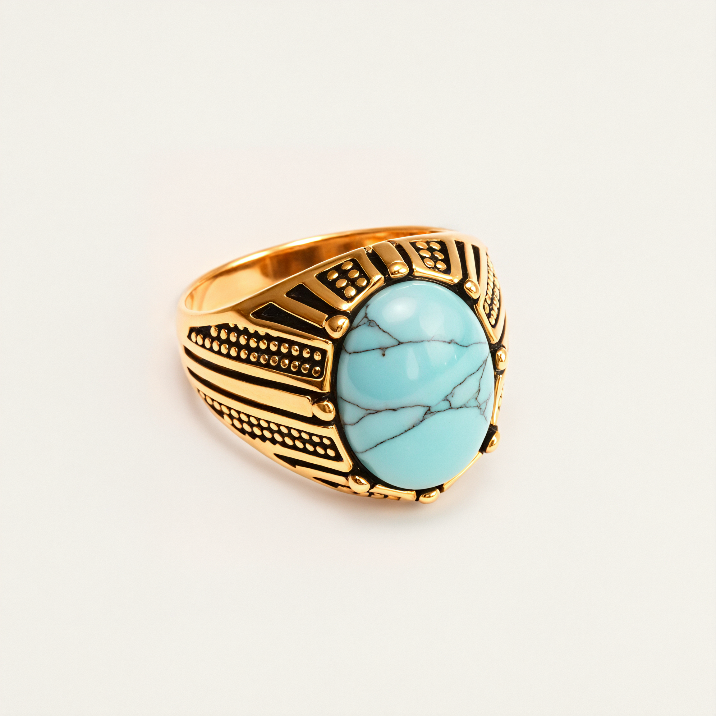 Vintage Style Assorted Stone Stainless Steel Men's Ring丨K00930J-JinBaoJewerly
