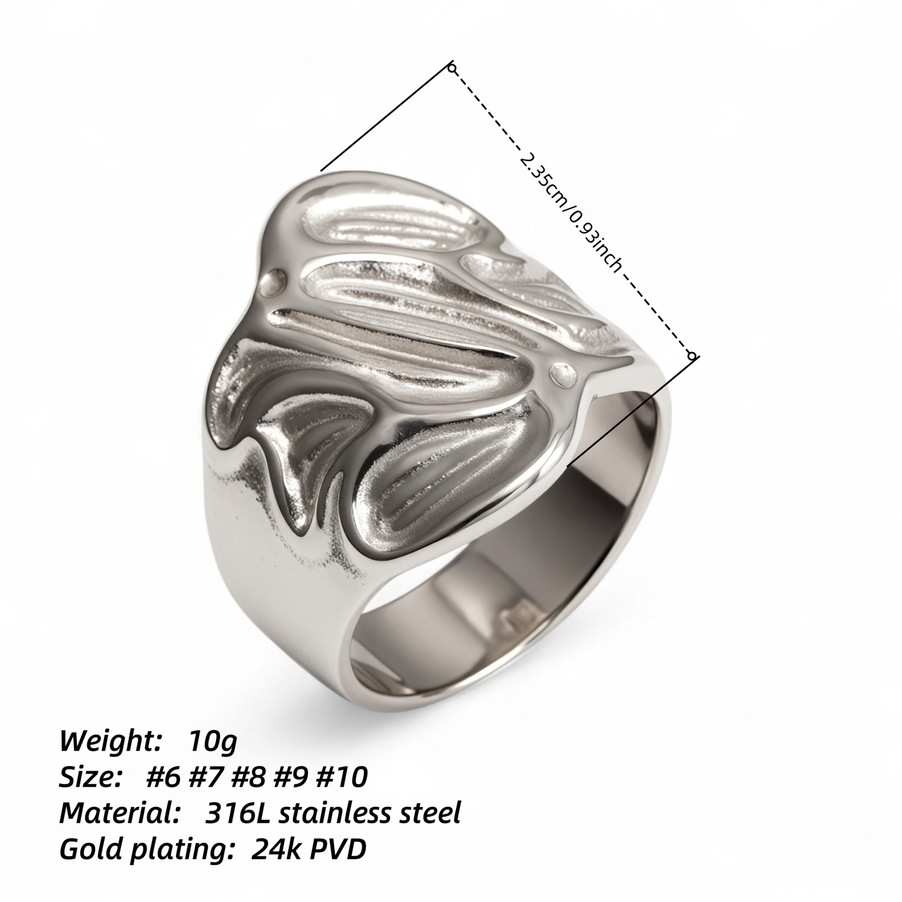 Women's Stainless Steel Textured Ring丨G004885-JinBaoJewerly