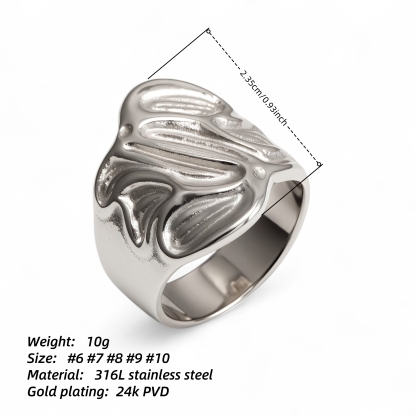 Women's Stainless Steel Textured Ring丨G004885-JinBaoJewerly