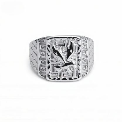 Eagle Head Gold Stainless Steel Ring Men's Vintage Fashion Design | G00429