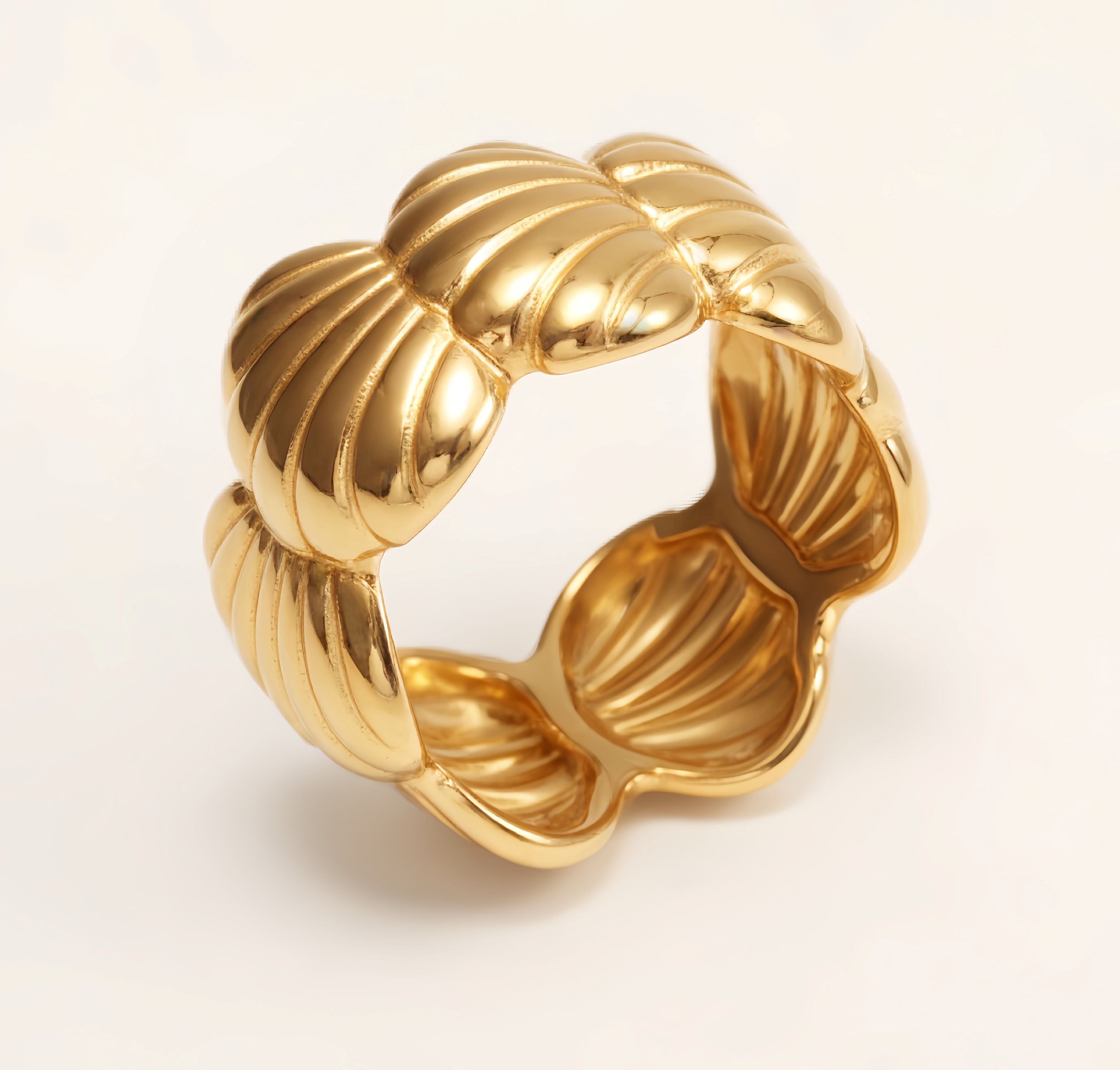 Women's Shell - Shaped Gold Ring, Trendy and Versatile Style | G005032J-JinBaoJewerly