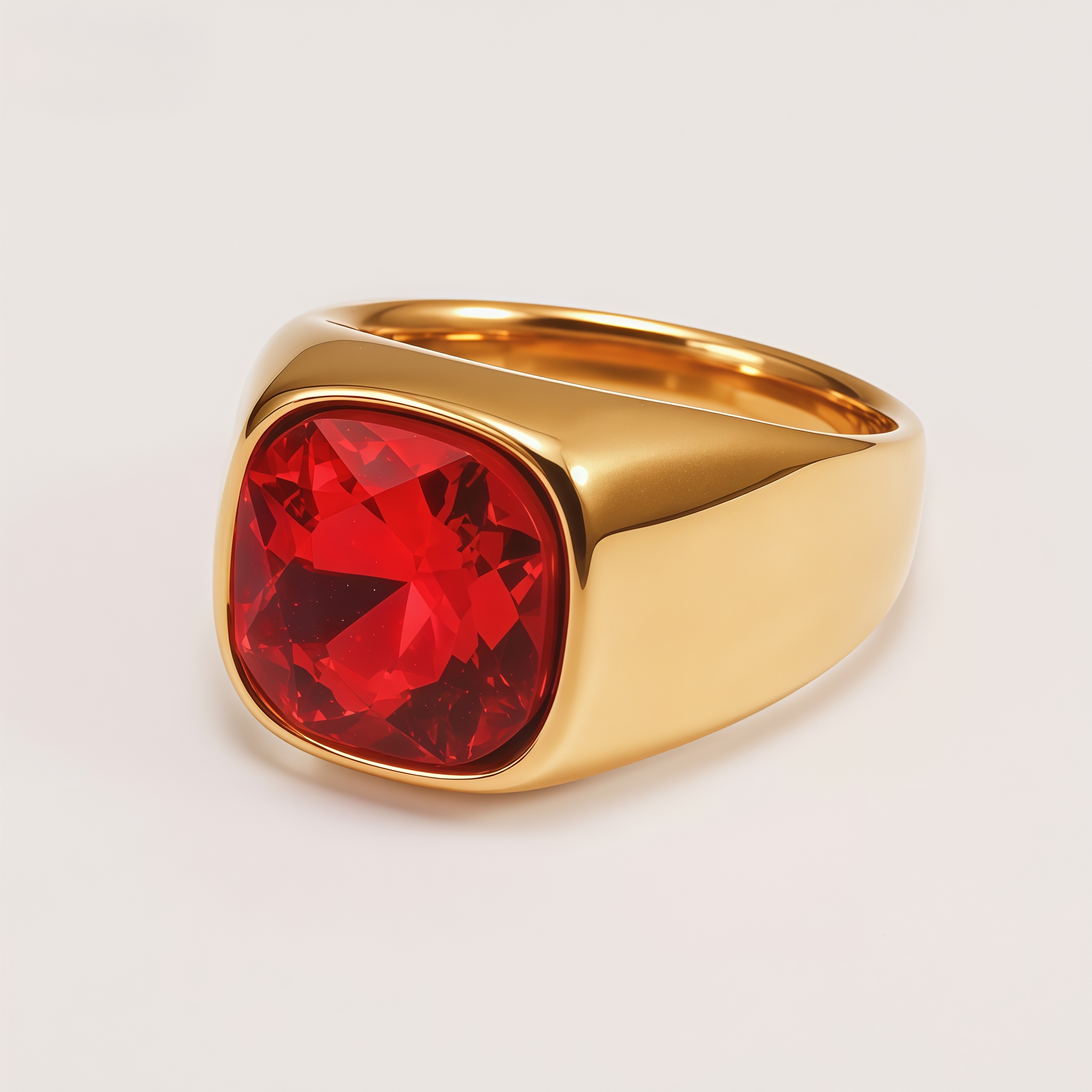 Men's Gold-Plated Cubic Zirconia Stainless Steel Ring | K0075J