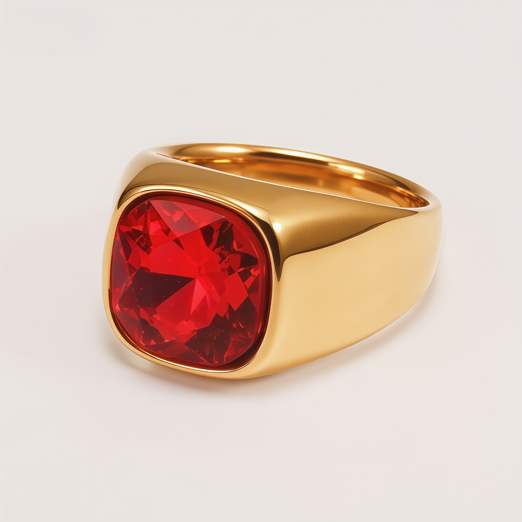 Men's Gold-Plated Cubic Zirconia Stainless Steel Ring | K0075J