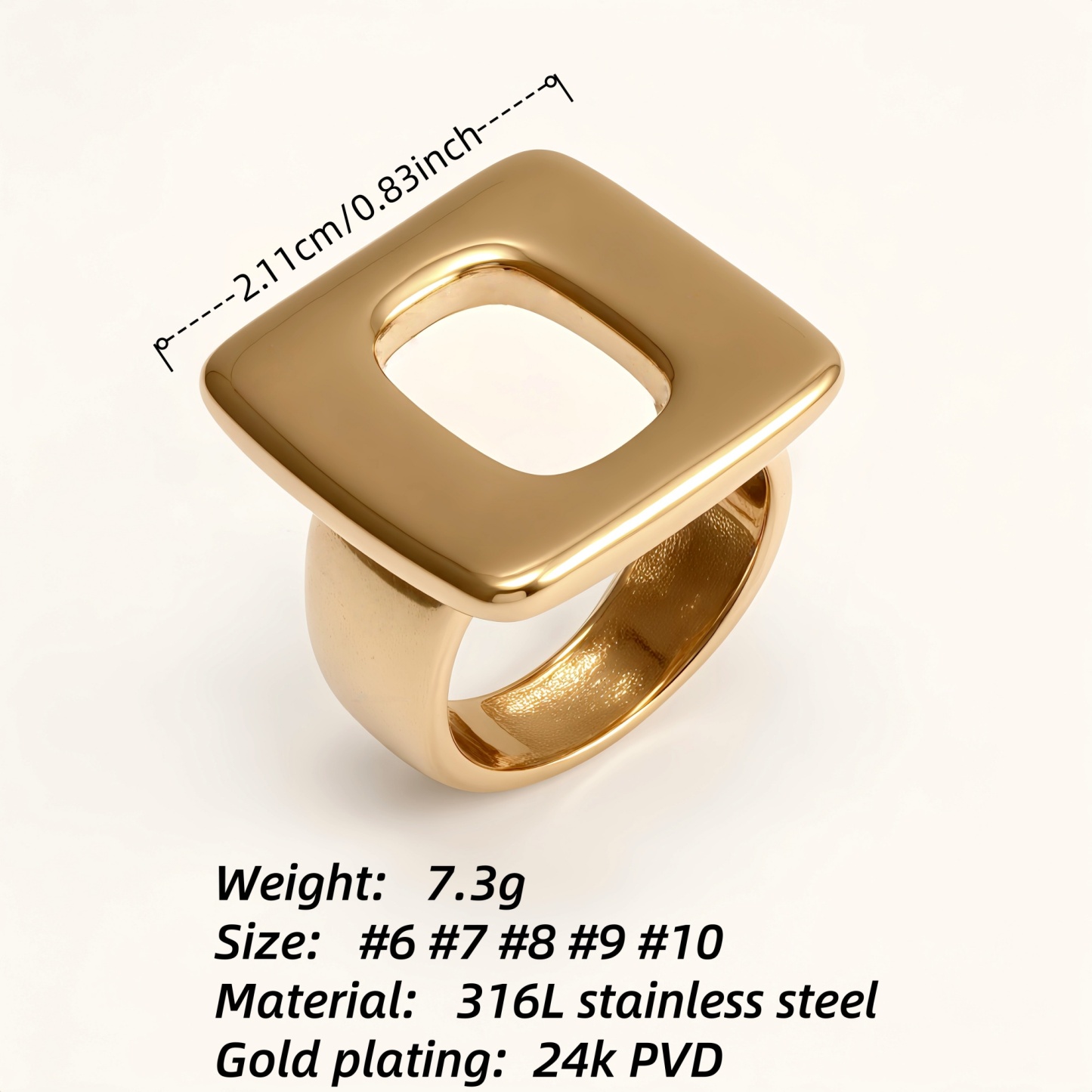 Stainless Steel Geometric Hollow-out Ring, Minimalist and Stylish, Adjustable, Unique Jewelry for Women | G004132-JinBaoJewerly