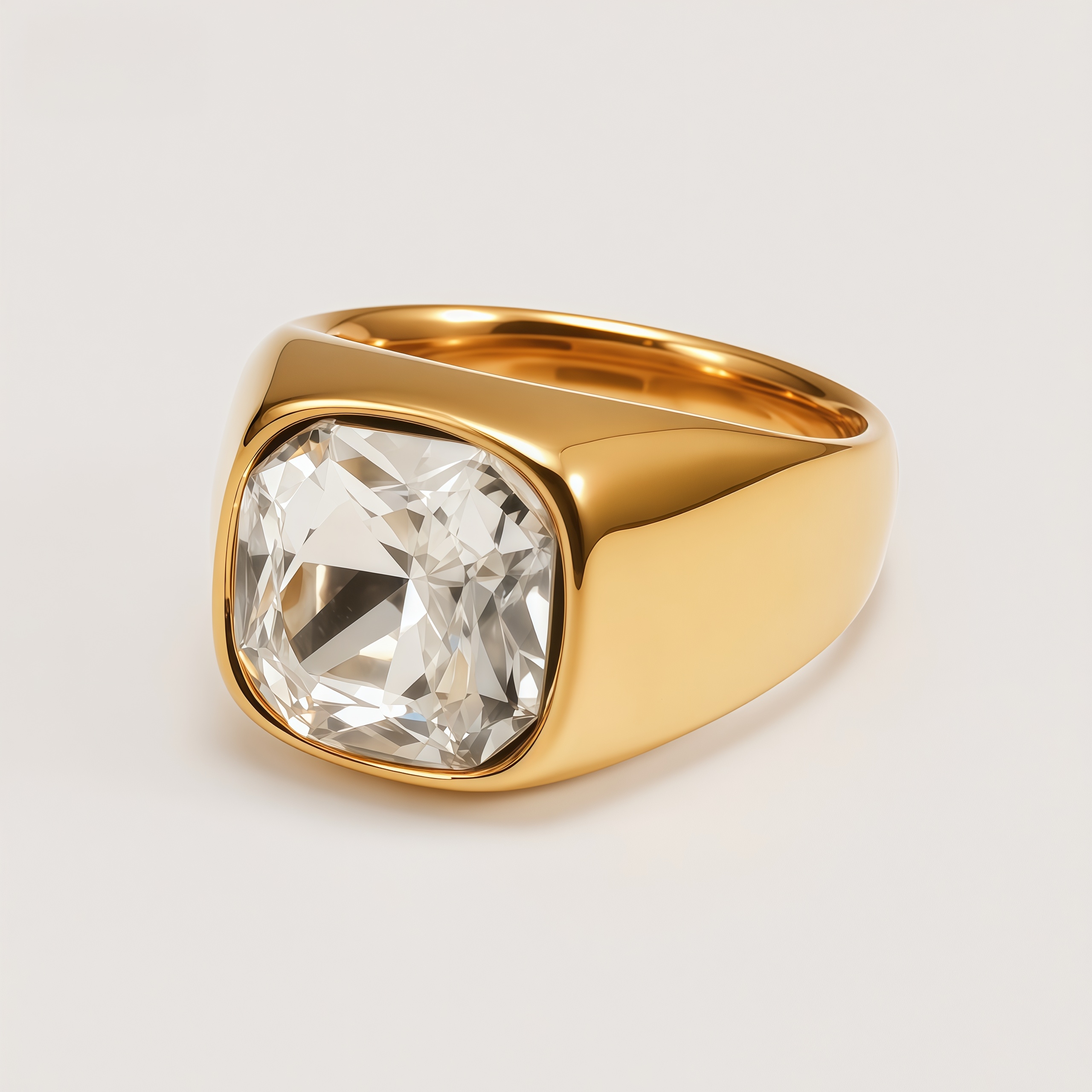 Men's Gold-Plated Cubic Zirconia Stainless Steel Ring | K0075J
