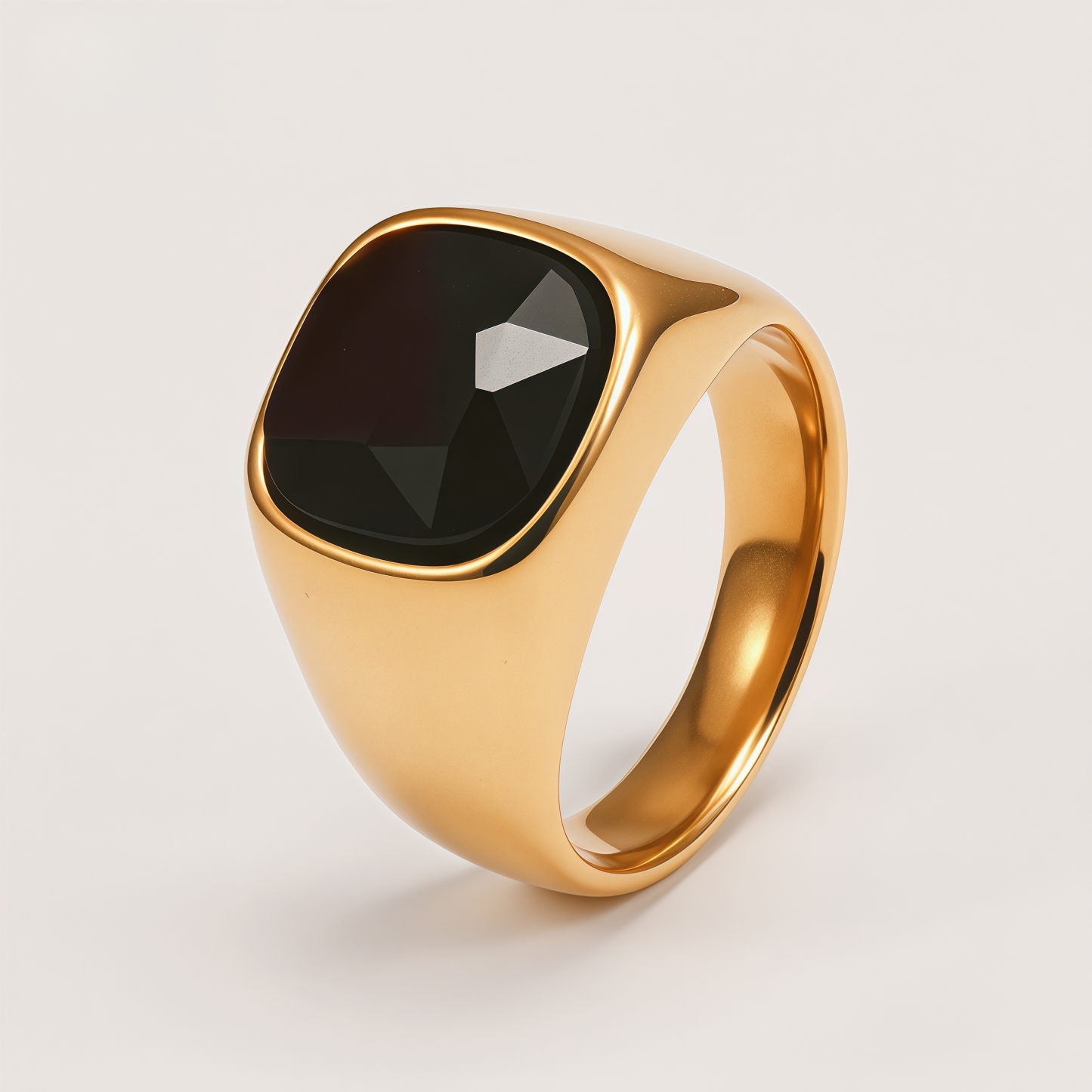 Men's Gold-Plated Cubic Zirconia Stainless Steel Ring | K0075J