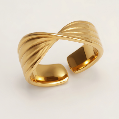 Stainless Steel Open - Twist Ring, Simple and Stylish Versatile Finger Ring | G00693-JinBaoJewerly