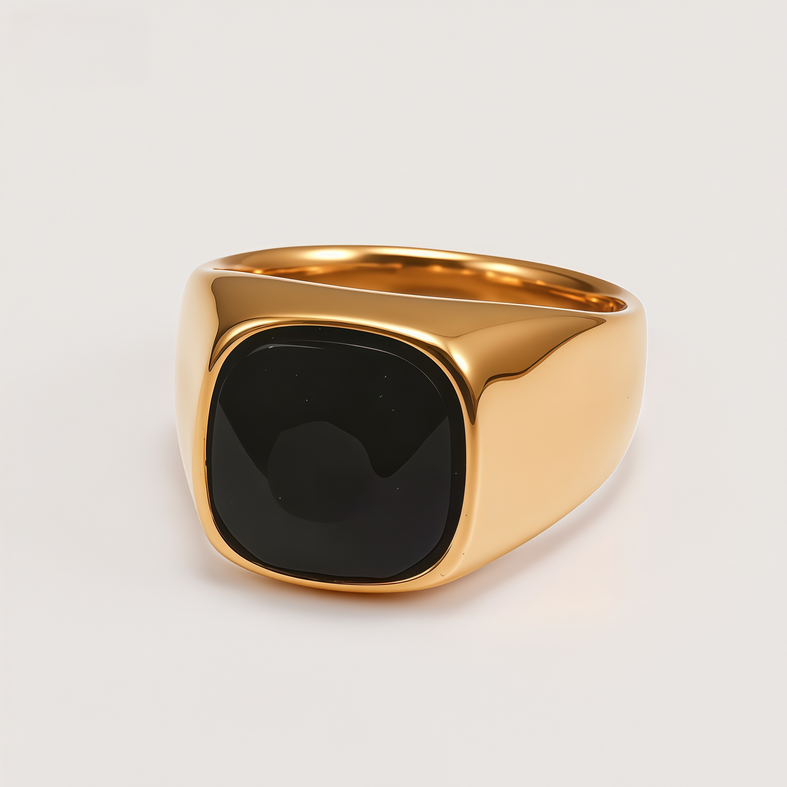 Men's Gold-Plated Cubic Zirconia Stainless Steel Ring | K0075J