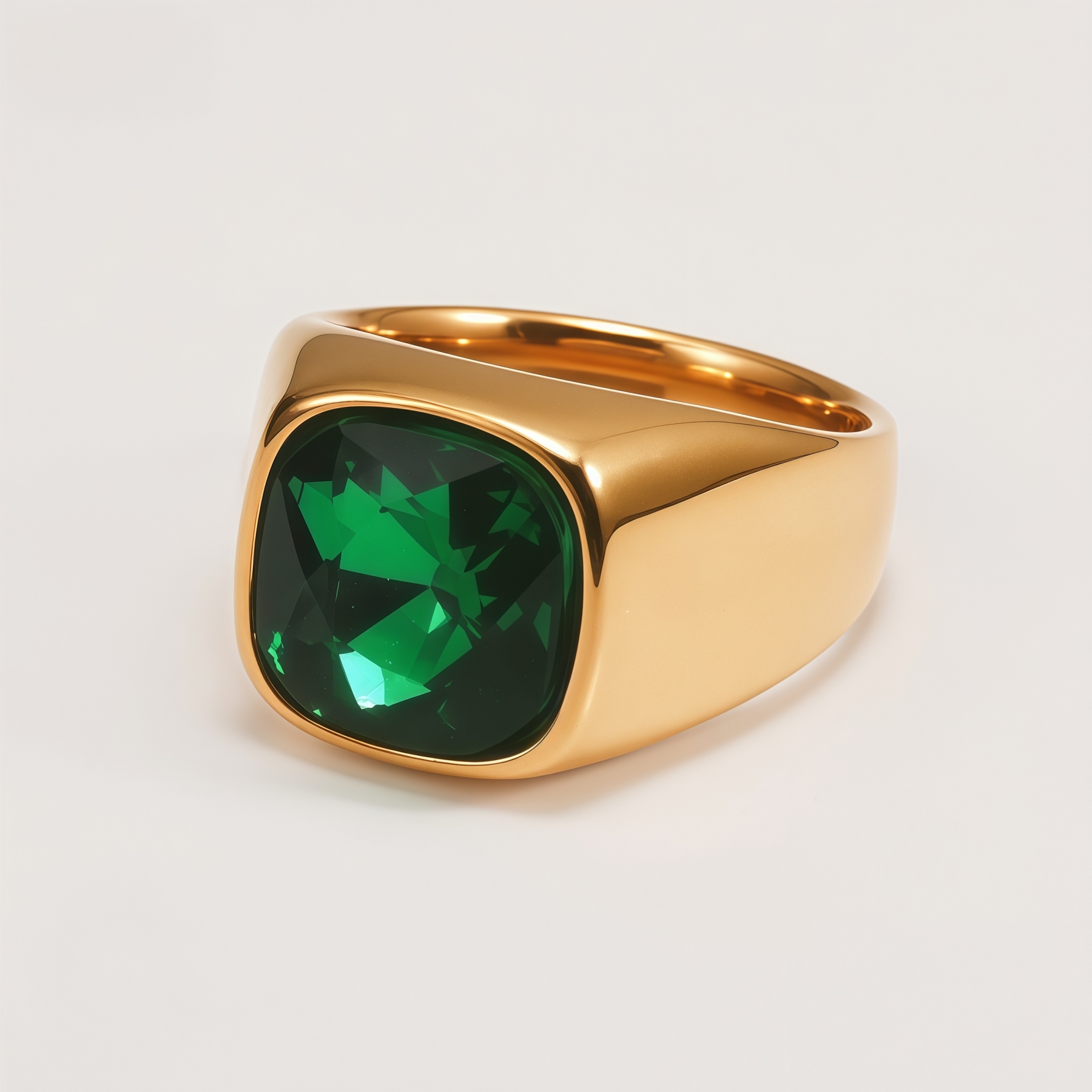 Men's Gold-Plated Cubic Zirconia Stainless Steel Ring | K0075J