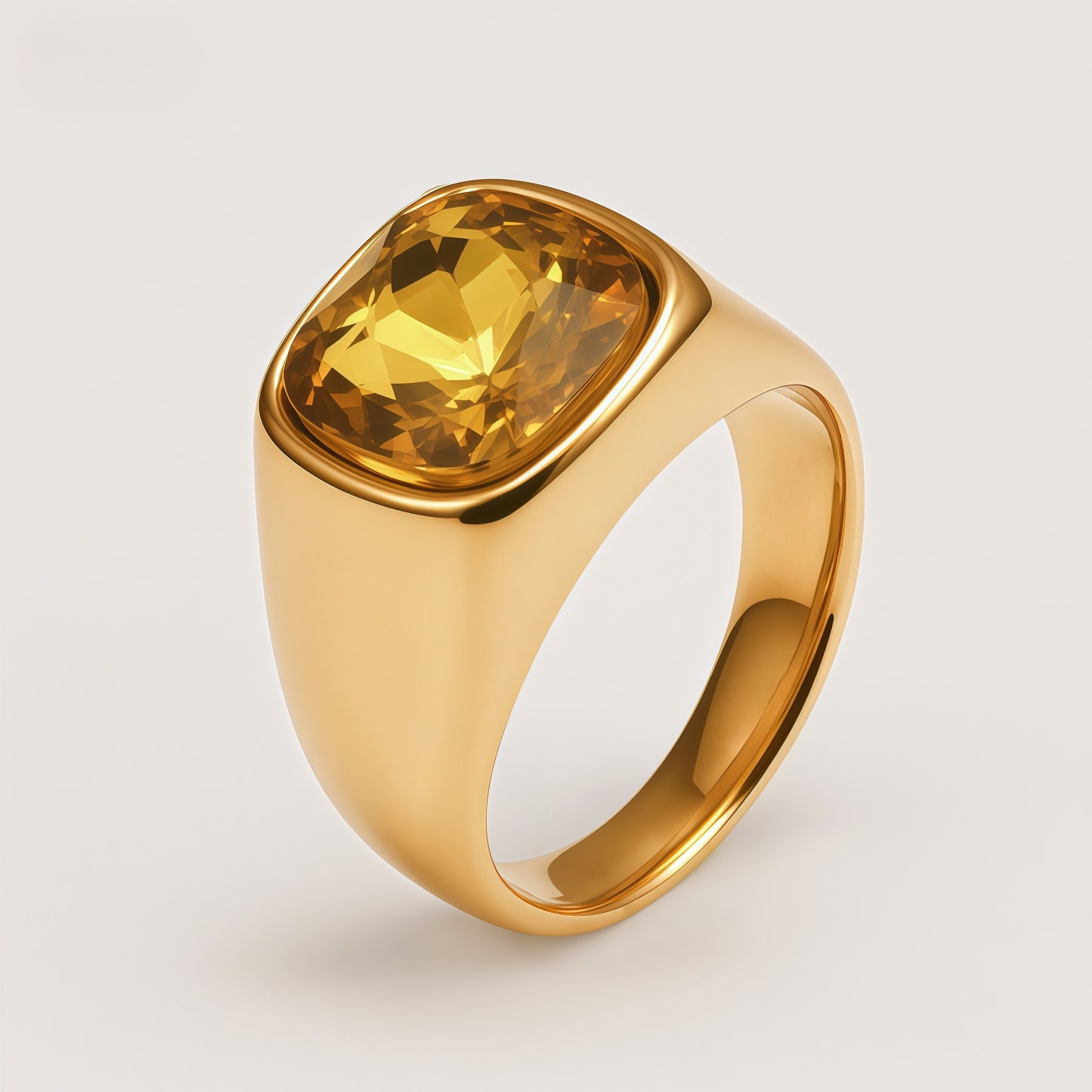 Men's Gold-Plated Cubic Zirconia Stainless Steel Ring | K0075J