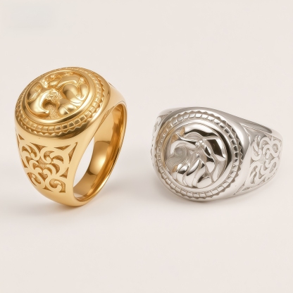 Vintage Men's Stainless Steel Eagle Head Signet Ring