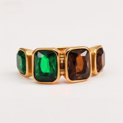 Square Multi-Gemstone  Unique Design for Women