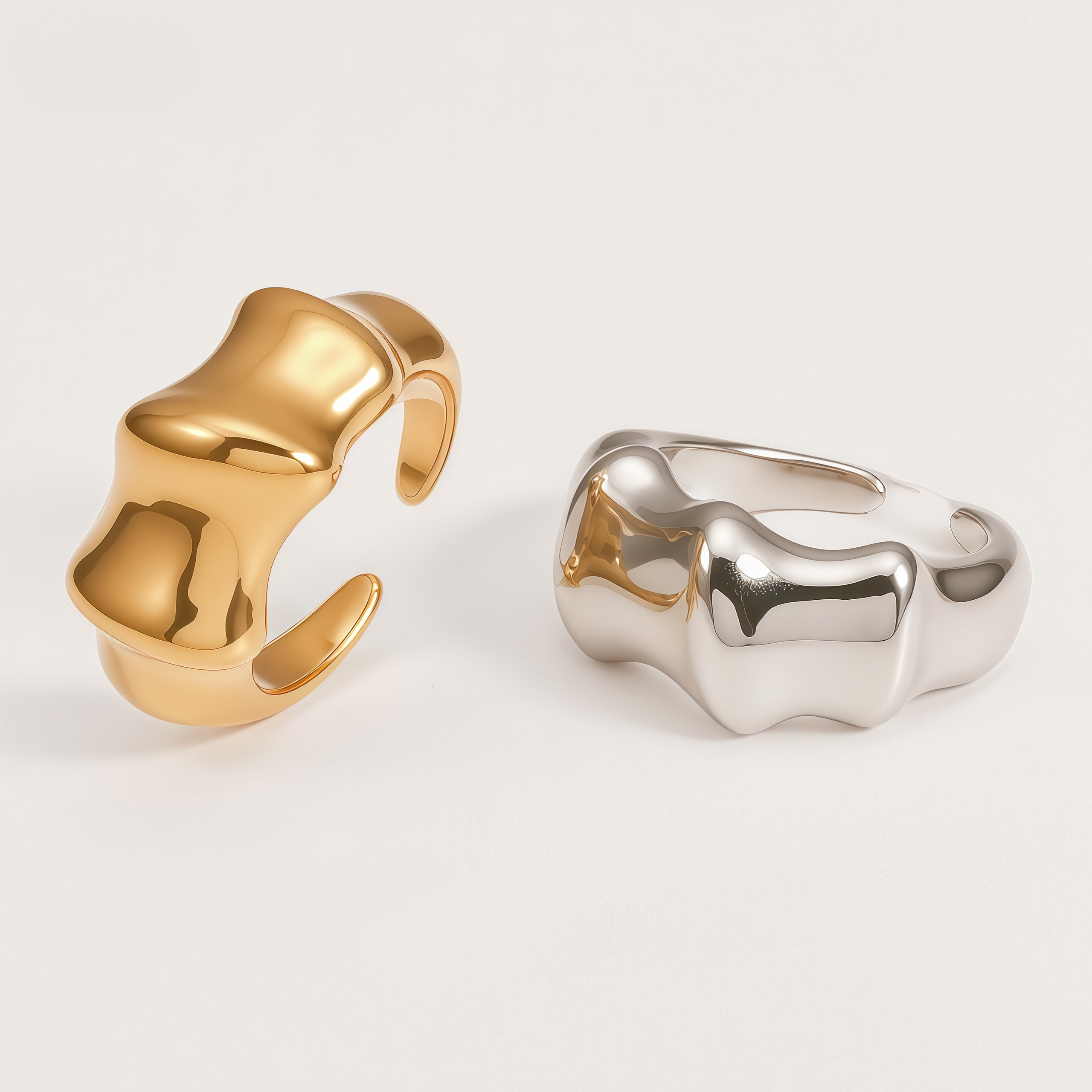 Modern Minimalist Stainless Steel Ring Women's 3D Streamlined Design | N001586