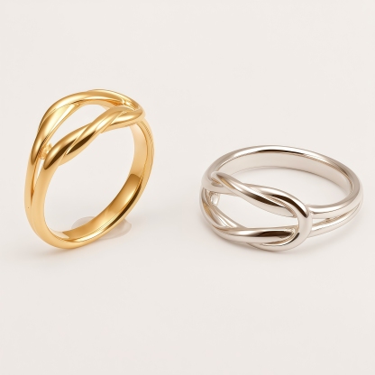 24k Stainless Steel Twisted Knot Ring for Women | G002509