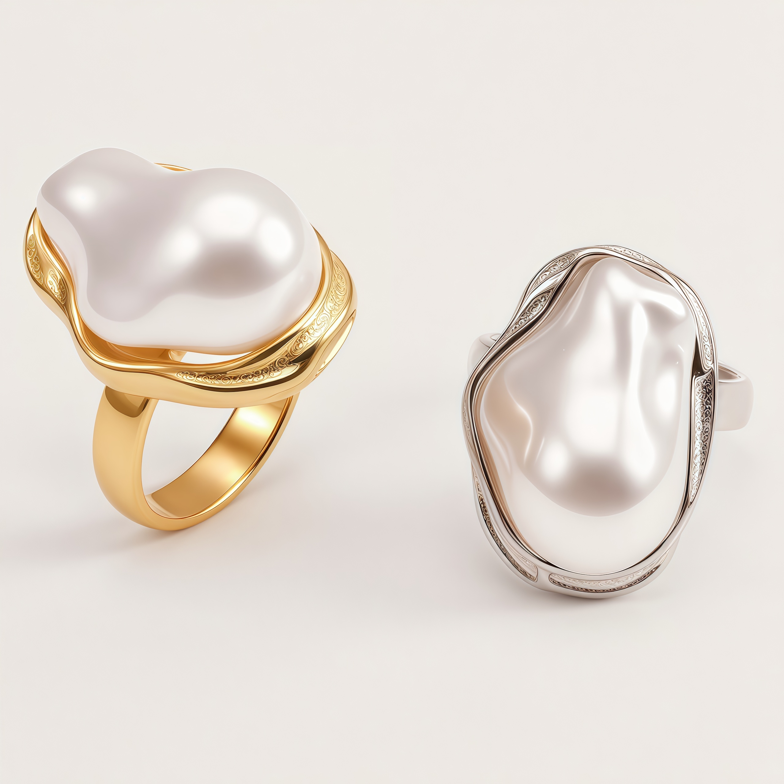 Stainless Steel Baroque Pearl Ring for Women | G004488