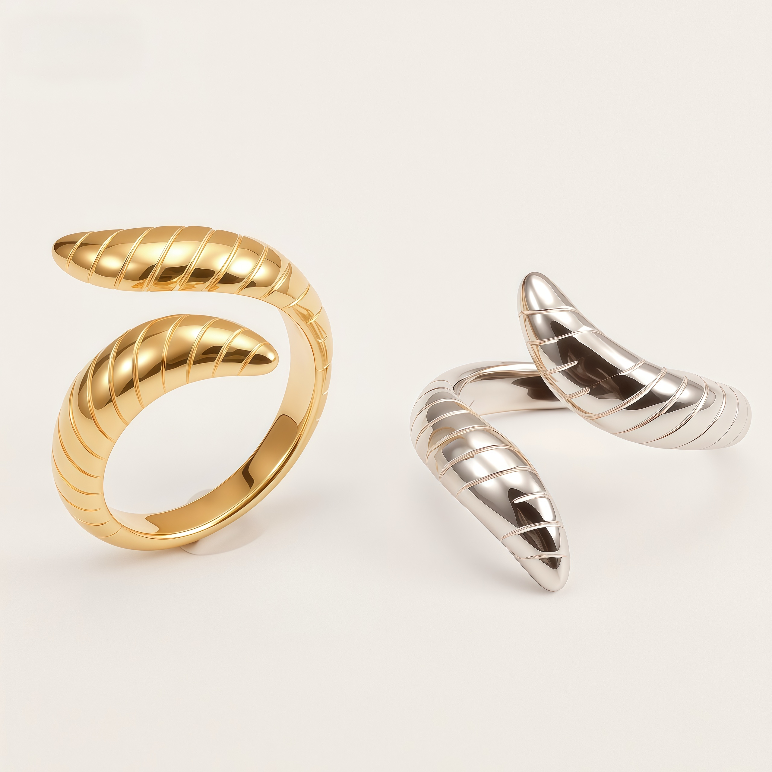 Spiral Stainless Steel Ring Modern Twisted Design for Women | G002470