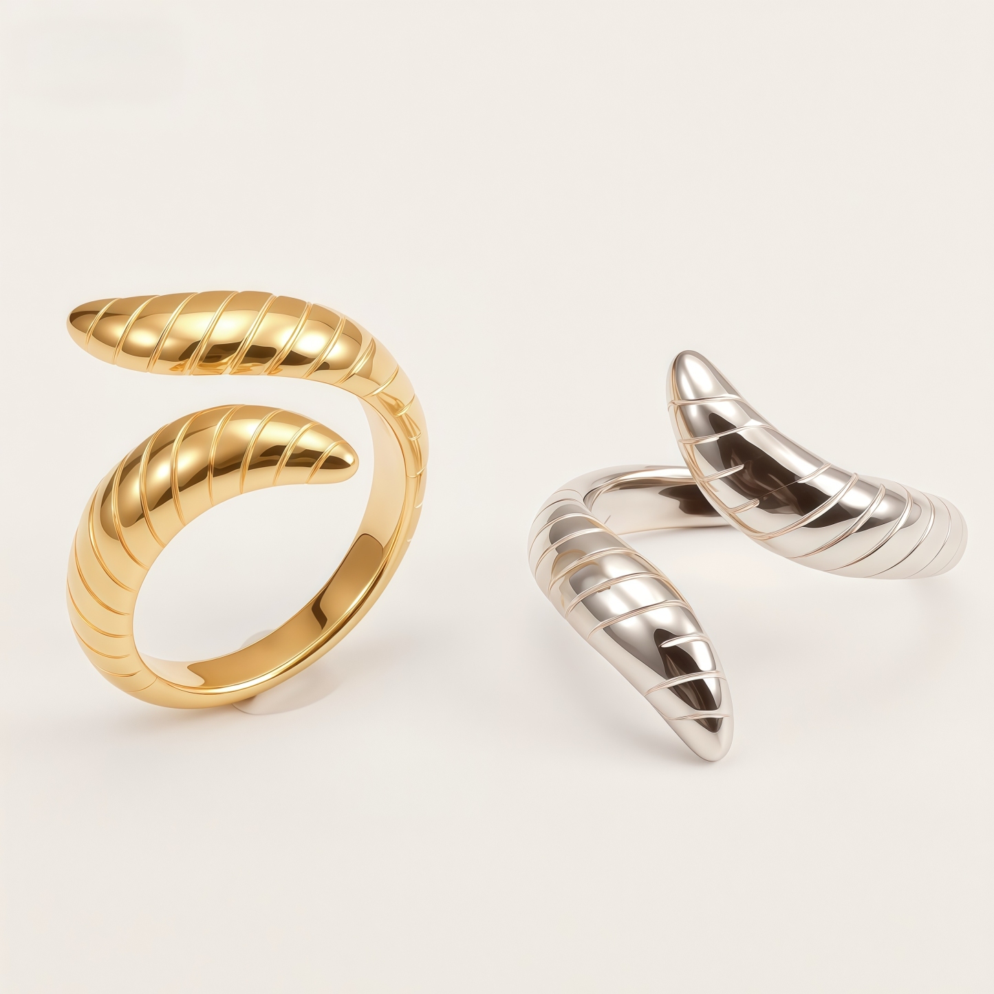 Spiral Stainless Steel Ring Modern Twisted Design for Women | G002470